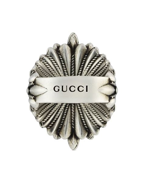 gucci silver interlocking g flower ring